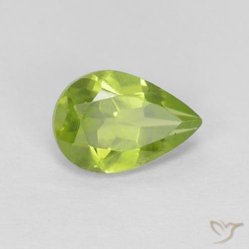 Peridoto Verde amarillento intenso natural de 0.75 ct, En forma de pera, VVS-VS