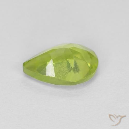 Peridoto Verde amarillento intenso natural de 0.75 ct, En forma de pera, VVS-VS