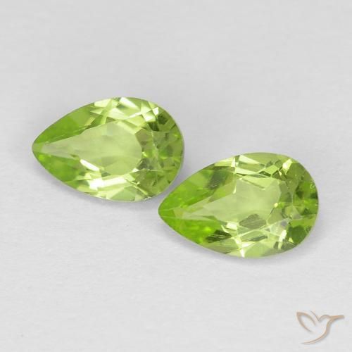 Gemas de Peridoto Verde vivo claro natural de 0.88 ct, En forma de pera, VS