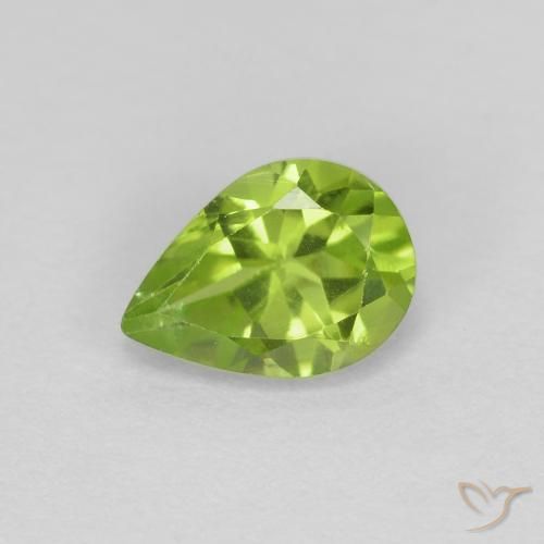 0.91ct Natural Verde medio Peridoto, En forma de pera, VS