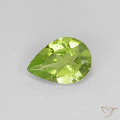 Peridoto Verde medio natural de 0.68 ct, En forma de pera, VS