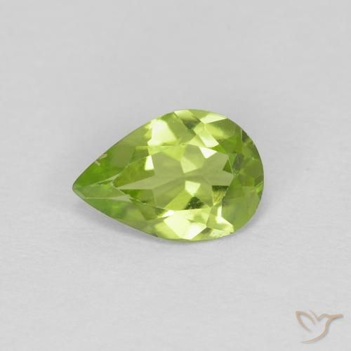 Peridoto Verde vivo natural de 0.61 ct, En forma de pera, VS
