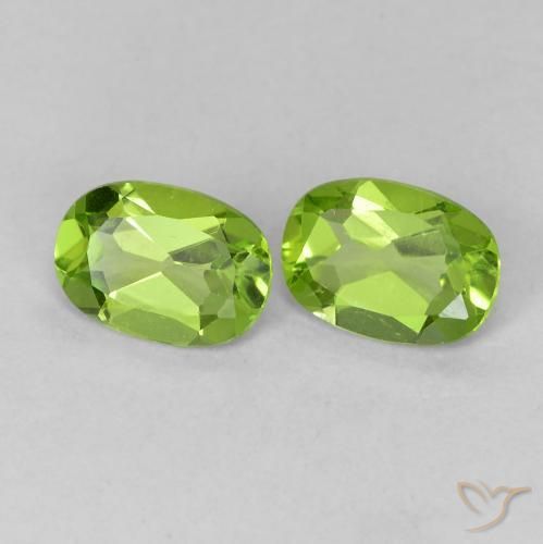 Gemas de Peridoto Verde vivo natural de 1.59 ct, Ovalada, VVS-VS