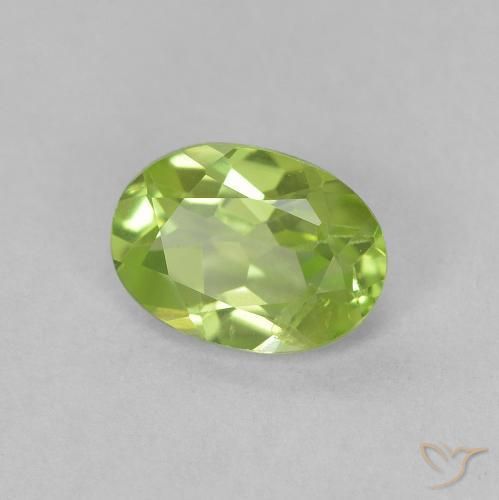 Peridoto Verde vivo natural de 0.80 ct, Ovalada, VVS-VS