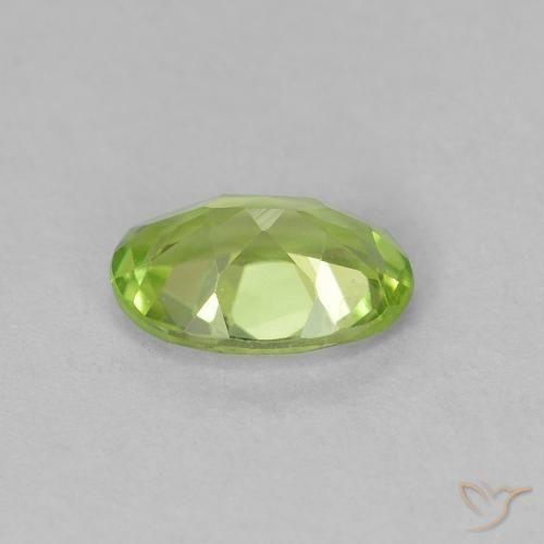 Peridoto Verde vivo natural de 0.80 ct, Ovalada, VVS-VS