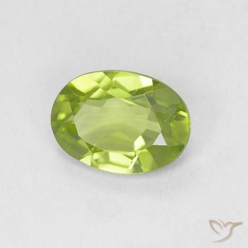 Peridoto Verde vivo natural de 0.85 ct, Ovalada, VVS-VS