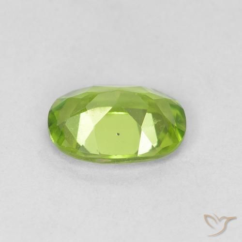 Peridoto Verde vivo natural de 0.90 ct, Ovalada, VVS-VS