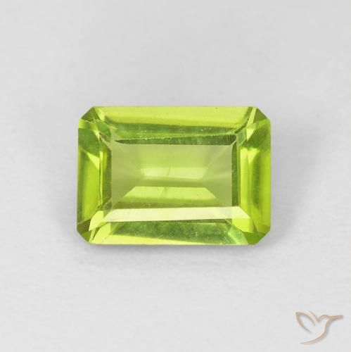 0.95ct Natural Verde claro Peridoto, corte esmeralda, VVS-VS