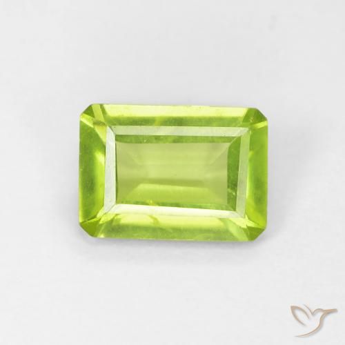 0.88ct Natural Verde claro Peridoto, corte esmeralda, VS-SI