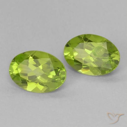 Gemas de Peridoto Verde medio natural de 1.60 ct, Ovalada, VS