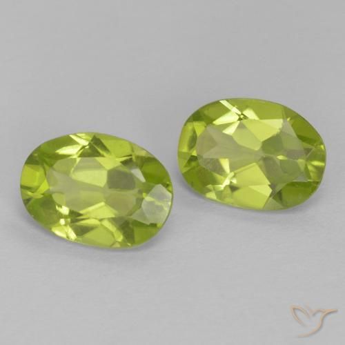 Gemas de Peridoto Verde medio natural de 1.55 ct, Ovalada, VS