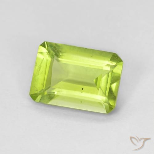 Peridoto Verde amarillento intenso natural de 0.90 ct, Corte Octágono / Esmeralda, VS-SI