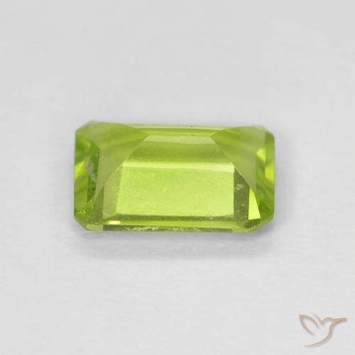 Peridoto Verde amarillento intenso natural de 0.90 ct, Corte Octágono / Esmeralda, VS-SI