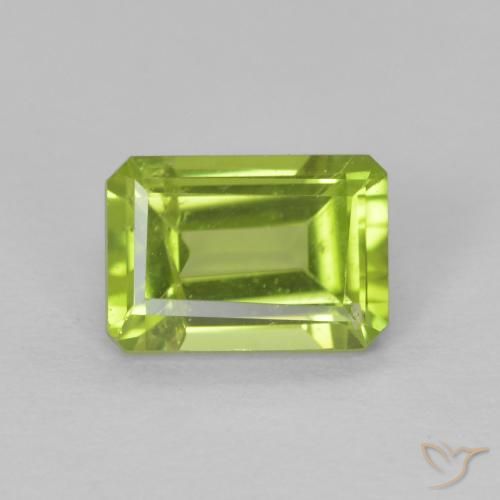 1.09ct Natural Verde amarillento intenso Peridoto, corte esmeralda, VS