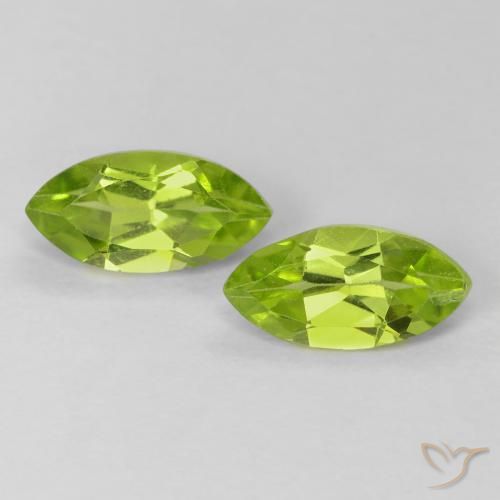 Gemas de peridoto verde natural de 1,24 ct, marquesa, VS