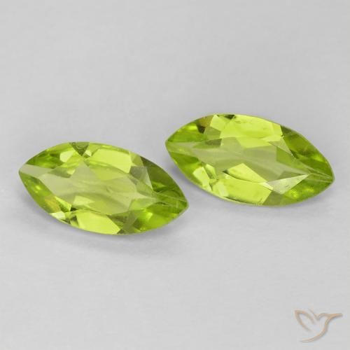 Gemas de Peridoto Verde claro natural de 1.11 ct, Marquesa, VS
