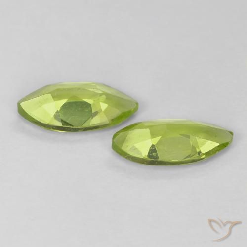 Gemas de Peridoto Verde claro natural de 1.11 ct, Marquesa, VS