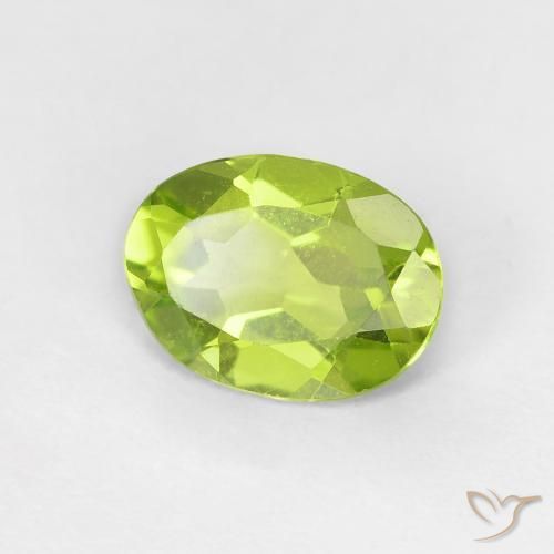 Peridoto Verde claro natural de 1.09 ct, Ovalada, VVS-VS
