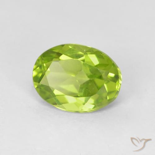 Peridoto Verde claro natural de 1.10 ct, Ovalada, VVS-VS