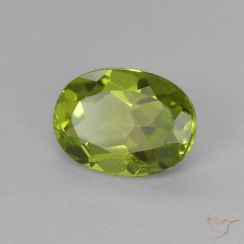 Peridoto Verde vivo natural de 1.32 ct, Ovalada, VVS-VS