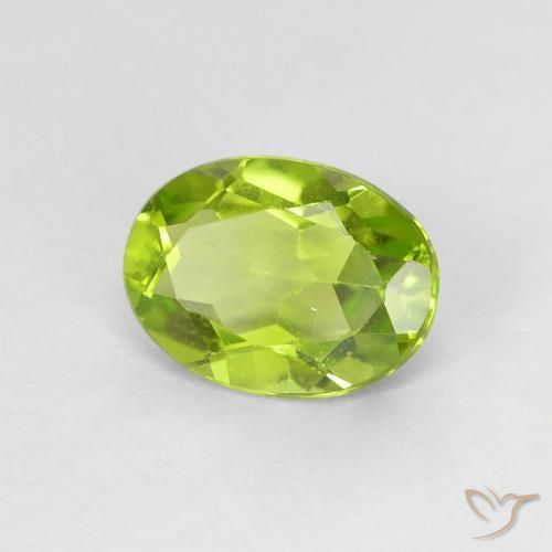 Peridoto Verde amarillento intenso natural de 1.24 ct, Ovalada, VS
