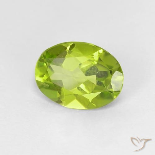 Peridoto Verde amarillento intenso natural de 1.10 ct, Ovalada, VS