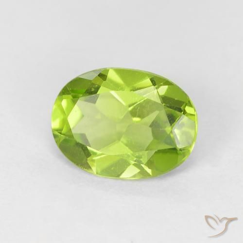 Peridoto Verde vivo natural de 1.14 ct, Ovalada, VVS-VS