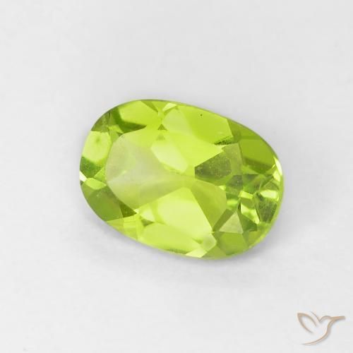 Peridoto Verde amarillento intenso natural de 0.87 ct, Ovalada, VVS-VS