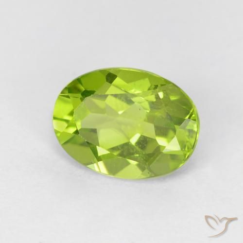 Peridoto Verde vivo natural de 1.32 ct, Ovalada, VVS-VS