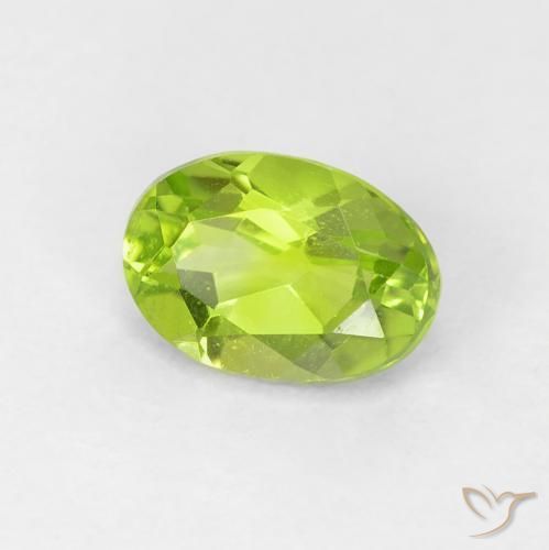 Peridoto Verde amarillento natural de 0.77 ct, Ovalada, VVS-VS