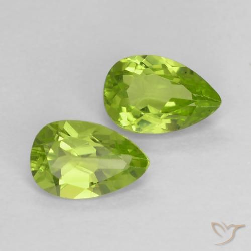 Gemas de Peridoto Verde vivo natural de 0.96 ct, En forma de pera, VS