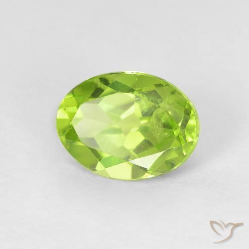Peridoto Verde vivo natural de 1.23 ct, Ovalada, VS