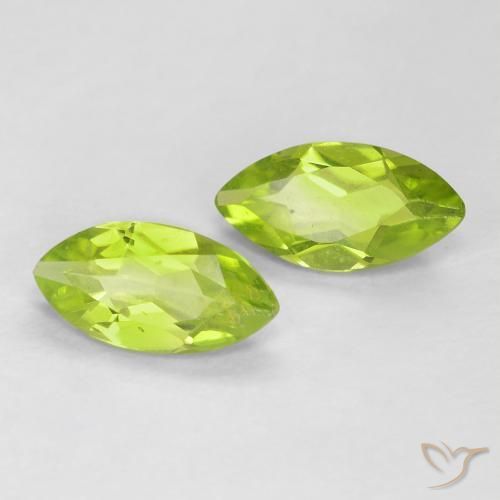 Gemas de Peridoto Verde medio natural de 1.11 ct, Marquesa, VS