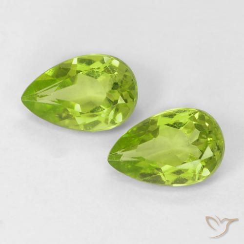 Gemas de Peridoto Verde claro natural de 0.87 ct, En forma de pera, VS