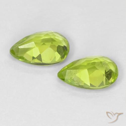 Gemas de Peridoto Verde claro natural de 0.87 ct, En forma de pera, VS