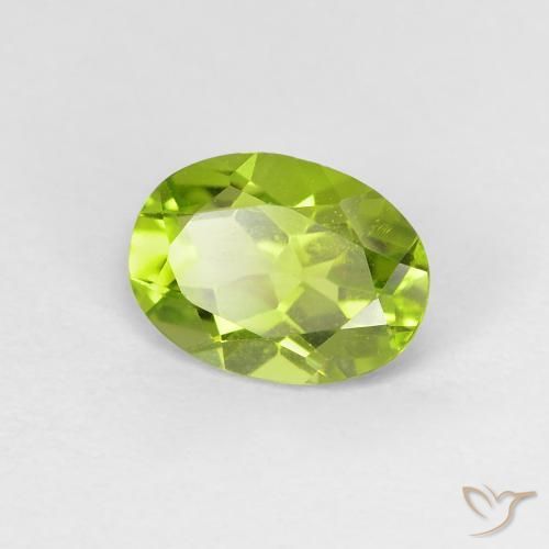 Peridoto Verde vivo natural de 1.14 ct, Ovalada, VVS-VS