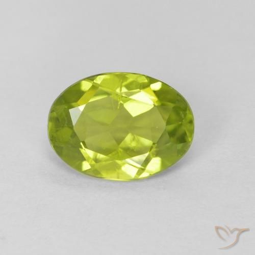 1.08ct Natural Verde amarillento intenso Peridoto, Ovalada, VS