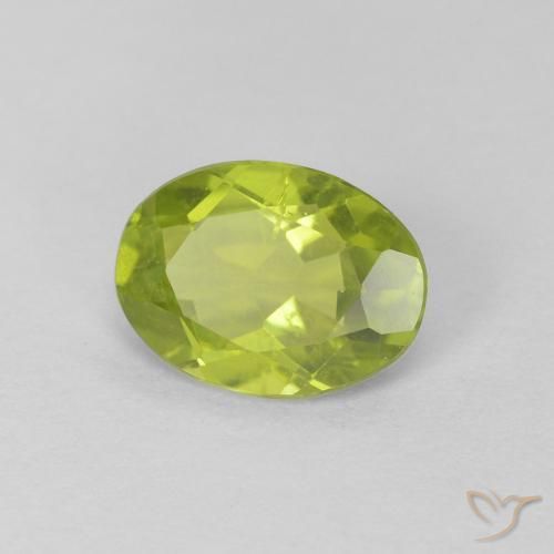 Peridoto Verde amarillento intenso natural de 1.08 ct, Ovalada, VS
