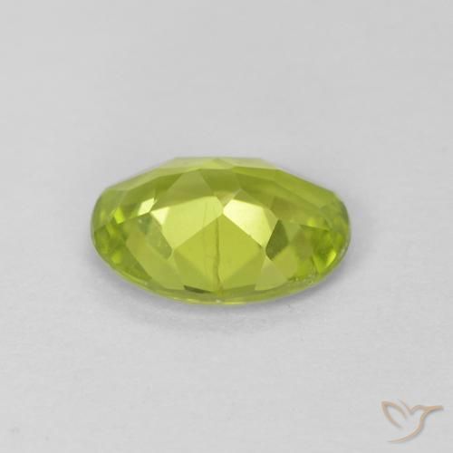 Peridoto Verde amarillento intenso natural de 1.08 ct, Ovalada, VS