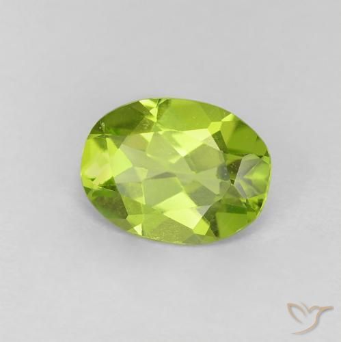 Peridoto Verde vivo natural de 0.97 ct, Ovalada, VVS-VS