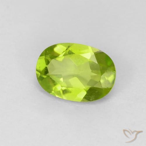Peridoto Verde vivo natural de 0.83 ct, Ovalada, VVS-VS
