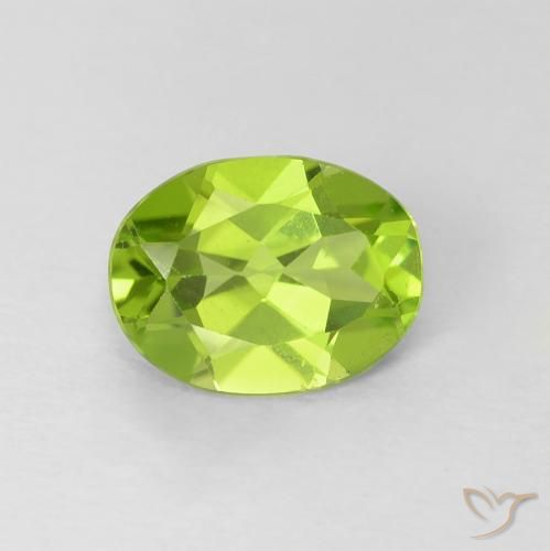 Peridoto Verde medio natural de 1.09 ct, Corte Óvalo, VVS-VS