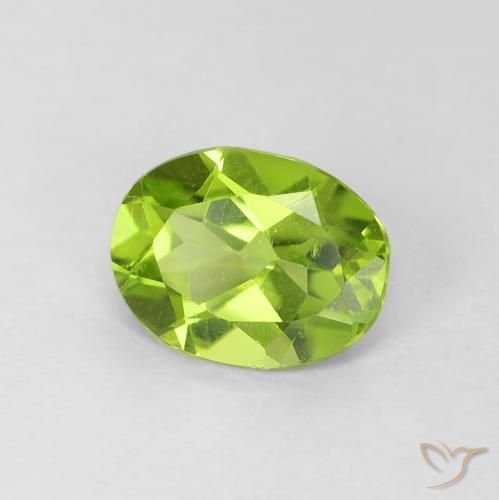 Peridoto Verde medio natural de 1.09 ct, Corte Óvalo, VVS-VS