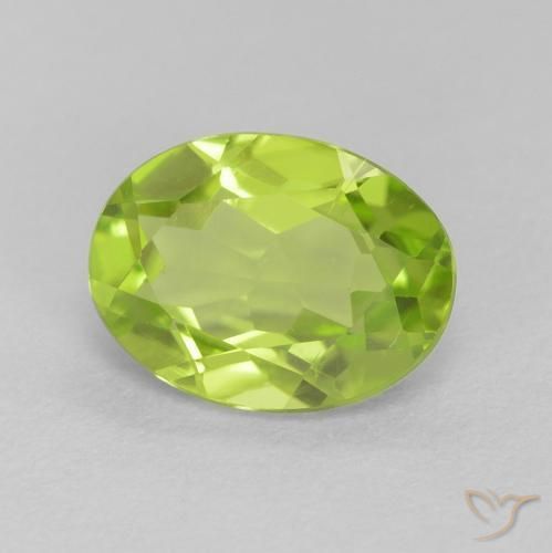 Peridoto Verde claro natural de 1.28 ct, Ovalada, VS