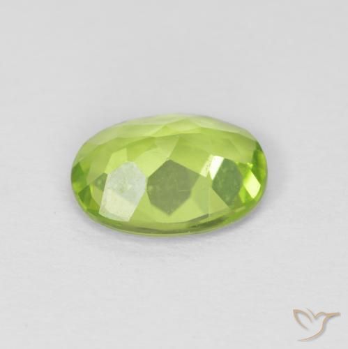 Peridoto Verde vivo natural de 1.19 ct, Ovalada, VVS-VS