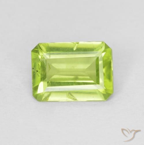 0.97ct Natural Verde amarillento Peridoto, corte esmeralda, VS