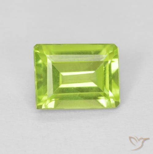 0.98ct Natural Verde claro Peridoto, corte esmeralda, VVS-VS