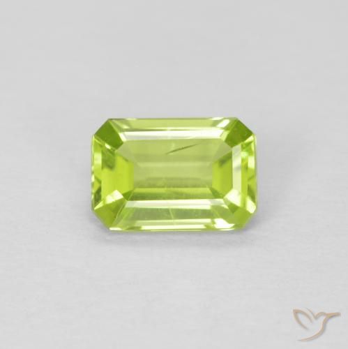 0.54ct Natural Verde claro Peridoto, corte esmeralda, VVS-VS
