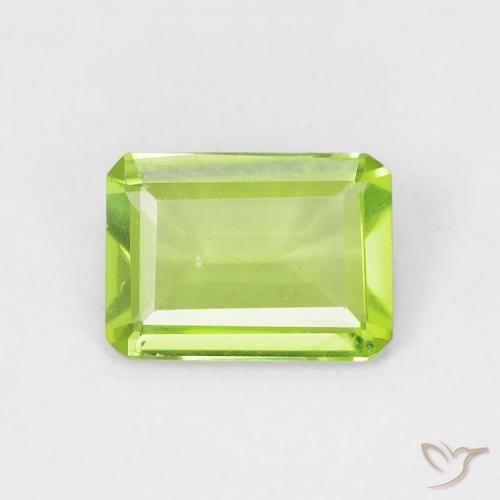 0.79ct Natural Verde amarillento Peridoto, corte esmeralda, VVS-VS