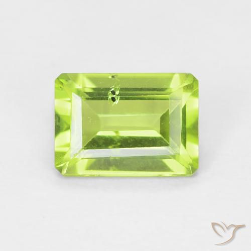 Peridoto verde medio natural de 1,11 ct, corte esmeralda, VS
